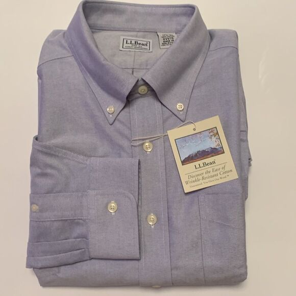 L.L. Bean Blue Casual Button Down Pocket Cotton Men’s Dress Shirt Size 17,5/35 - Picture 1 of 10